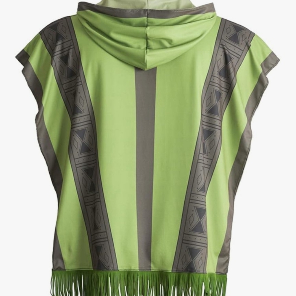 NWT Bruno Cosplay Costume Encanto Green Hooded Cloak/Poncho with Fringe